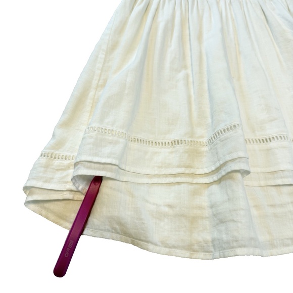 The Normal Brand Size S White Bell Sleeve Mini Dress Slub Twill Boho Tassel Trim - Picture 10 of 16